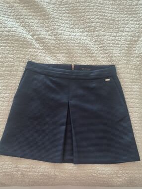 Armani Exchange Dark Navy Textured A-Line Mini Skirt